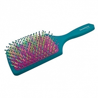 Щетка массажная Harizma Rainbow широкая зелёная