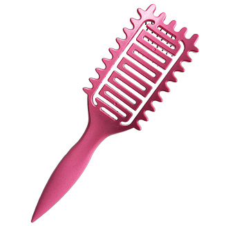 Щетка массажная Nylon 9 рядов из экологичного пластика с добавлением соломенного волокна розовая