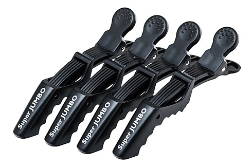 Зажимы для волос пластиковые усиленные Harizma JUMBO 4 шт, черные