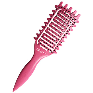 Щетка массажная Nylon 9 рядов из экологичного пластика с добавлением соломенного волокна розовая