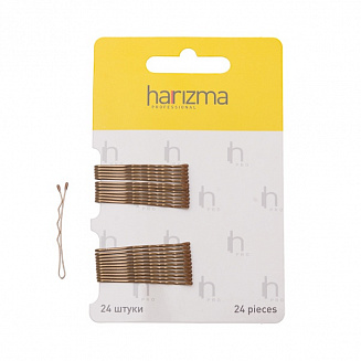 Невидимки 40 мм волна 24 шт коричневые Harizma