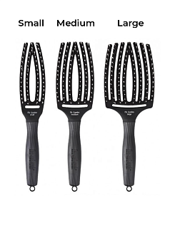 Расчёска Olivia Gargen Fingerbrush Care Iconic BoarNylon Black M, натуральной и ионизированной нейлоновой щетиной