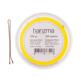 Невидимки Harizma h10539-04B, прямые, коричневые, длина- 70 мм, 250 гр