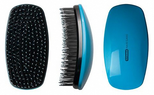 Щетка массажная Detangling Brush голубая TITANIA
