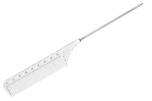 Расчёска с металлическим хвостиком Y.s.park 116 white, белая, 22.5 см
