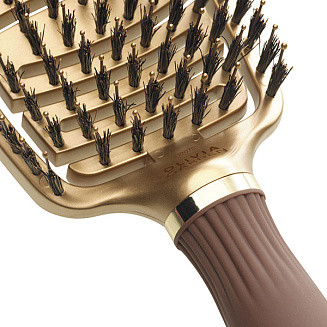 Расчёска- щётка для укладки волос Olivia Garden Expert Care Flex BoarNylon Bristles GoldBrown, ID2071, 24.5*7 см