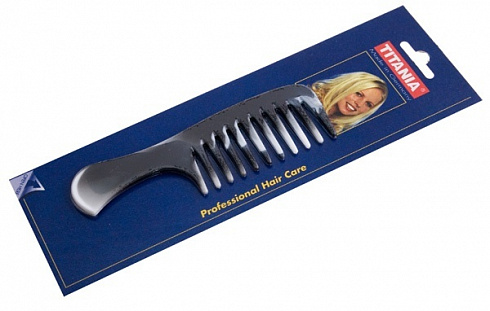 Гребень с ручкой 14,5 см серо-белый TITANIA