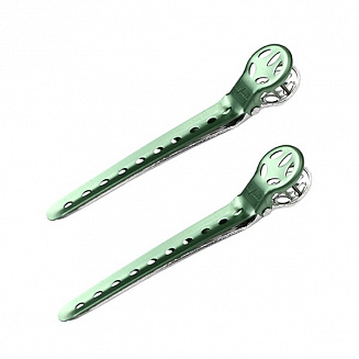 Зажимы для волос Y.S.park Clip L, цвет- зеленый, 2 шт., длина 10 см, аллюминиевые