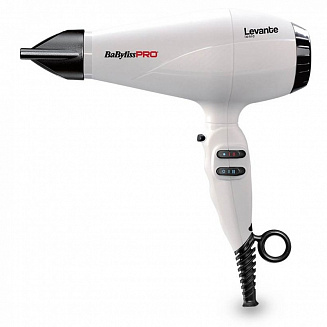 Фен BaByliss Pro Levante BAB6950WIE, мощность 2100Вт, ионизация, холодный воздух, 2 насадки