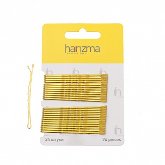 Невидимки 60 мм волна 24 шт золото Harizma