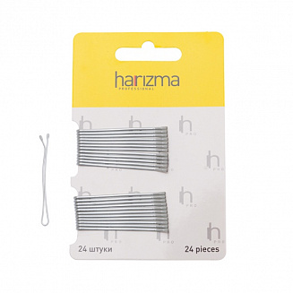 Невидимки 50 мм прямые 24 шт серебро Harizma
