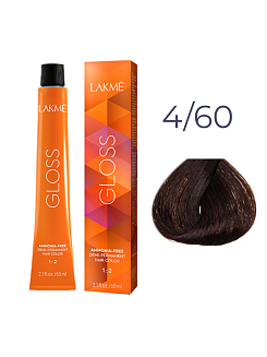 Краска для волос Lakme Gloss 4/60, средний шатен коричневый, 60 мл, полуперманентная, без аммиака
