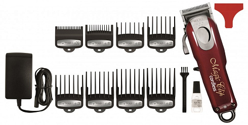 Машинка для стрижки Wahl Magic Clip Cordless 5 stars 3027252 (8148-316H) red, питание- аккумулятор/сеть, 8 насадок