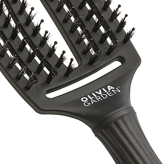 Расчёска- щетка для волос Olivia Garden  Fingerbrush Id1729, Care Iconic BoarNylon Full, черная, размер- M