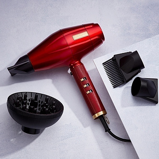 Фен Babyliss Pro Redfx 4artist Fxbdr1e красный, цифровой мотор,  2200вт, ионизация, 2 насадки+ диффузор