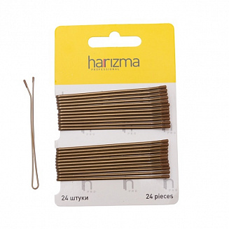 Невидимки 70 мм прямые 24 шт коричневые Harizma