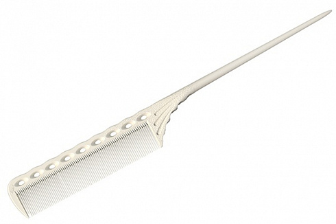 Расчёска с хвостиком белая Y.S.park 115 white, 21.5 см, белая, термостойкая
