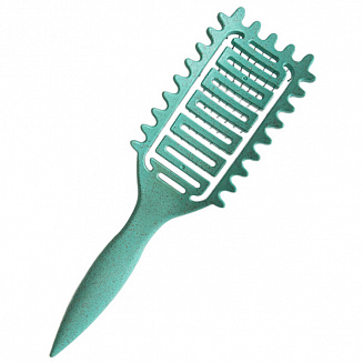 Щетка массажная Nylon 9 рядов из экологичного пластика с добавлением соломенного волокна зеленая