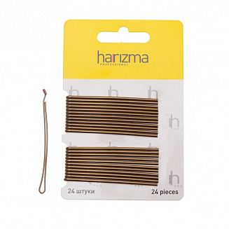 Невидимки 70 мм прямые с укороченной верхней частью 24 шт коричневые Harizma