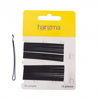 Невидимки 70 мм прямые с укороченной верхней частью 24 шт черные Harizma