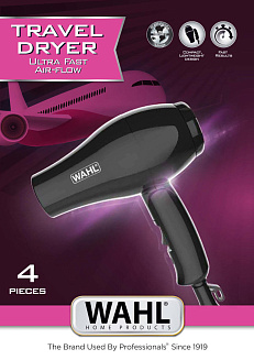 Фен дорожный Wahl 3402-0470 Travel Dryer, черный, складной, мощность- 1000 ВТ