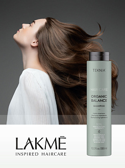 Шампунь Lakme Teknia Organic Balance Shampoo, арт.  44112, увлажняющий, для всех типов, безсульфатный, 300 мл