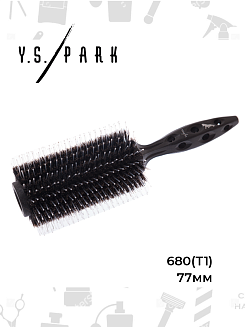 Термобрашинг для волос Y.S.park680 (T-1)Carbon Tiger Brush, диаметр-77 мм,  дерево+карбон