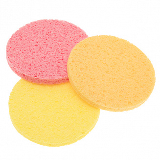 Губка для снятия макияжа Harizma, круглая цветная, 3 шт