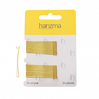 Невидимки 50 мм прямые 24 шт золото Harizma