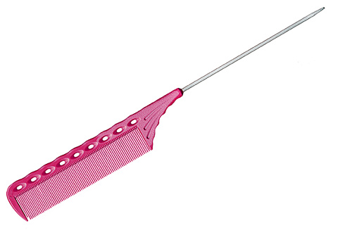 Расчёска с металлическим хвостиком Y.s.park 116 pink, розовая, 22.5 см