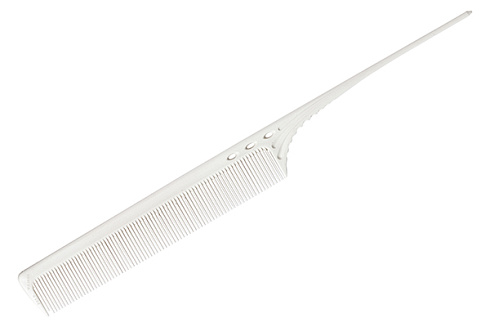 Расчёска супердлинная с хвостиком Y.s.park 106 white, белая, длина- 25 см, длина хвостика- 11 см