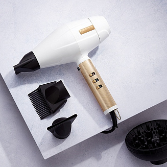 Фен BaByliss PRO WhiteFX 4Artist FXBDW1E, цифровой мотор,  2200Вт, ионизация, 2 насадки+ диффузор