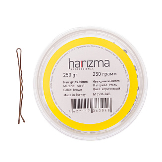 Невидимки Harizma H10536-04B, волнистые, коричневые, длина- 60мм, 250гр