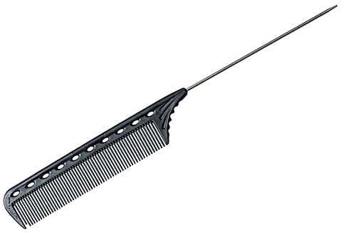 Расчёска с металлическим хвостиком Y.s.park 102 carbon, черная, 22см