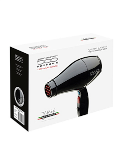 Фен Gamma Piu 500 Compact , арт. 086 черный, турмалин, мощность- 1800- 2000 Вт