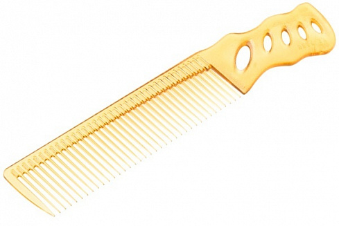 Расчёска с ручкой янтарная для диагональной стрижки, Y.S.Park