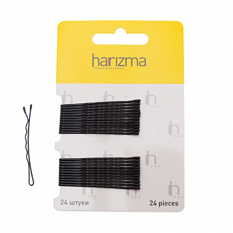 Невидимки 50 мм волна 24 шт черные Harizma