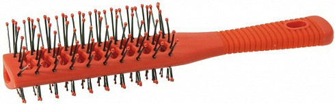 Щётка для укладки волос туннельная красная с резиновой ручкой, Comair