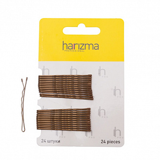 Невидимки 50 мм волна 24 шт коричневые Harizma