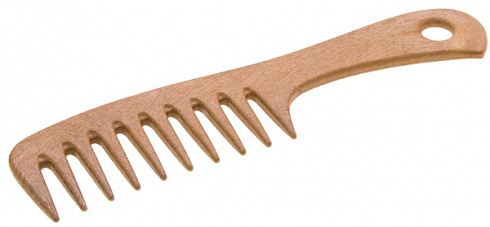 Расчёска пластиковая с ручкой под дерево EUROSTIL