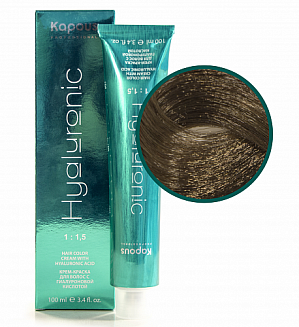 Крем-краска для волос с гиалуроновой кислотой HY 6.81 Темный блондин капучино пепельный Kapous Hyaluronic acid, 100 мл