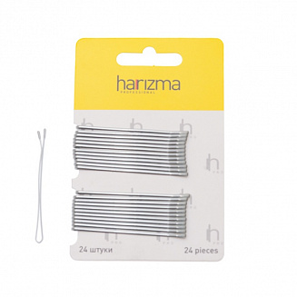 Невидимки 60 мм прямые 24 шт серебро Harizma