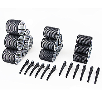 Набор бигуди на липучке 36,48 и 61мм в сумке-косметичке в комплекте с зажимами(18 бигуди+12 зажимов)