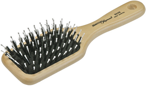Расчёска- щётка для волос малая Hercules , арт. 9246, деревянная, массажная, щетина + нейлон, 8 рядов