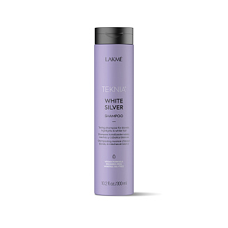 Шампунь Lakme Teknia White Silver, для нейтрализации жёлтого оттенка,  для осветленных и седых волос, арт. 44012, 300мл