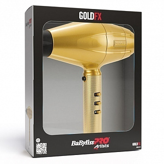 Фен Babyliss Goldfx 4artists FXBDG1E, цифровой мотор, ионизация, мощность- 2200 Вт, 3 насадки + диффузор