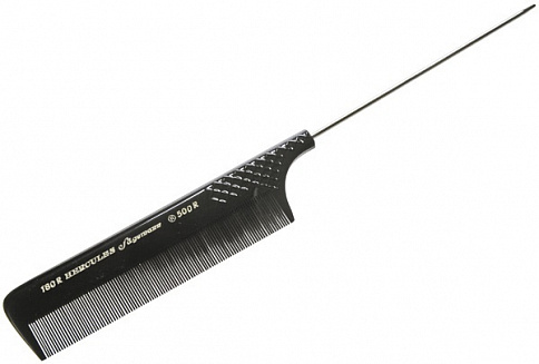 Расчёска металлическая с хвостиком частозубая, Hercules