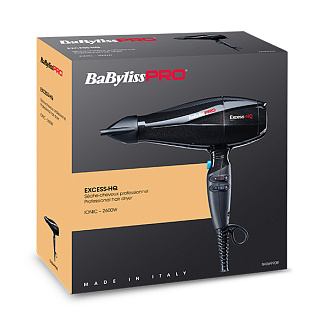 Фен BaByliss PRO Excess-HQ, BAB6990IE, мощность 2600Вт, ионизация, 6 режимов, АС мотор