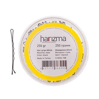 Невидимки Harizma h10536-15B , волнистые, черные , длина 60мм, 250гр