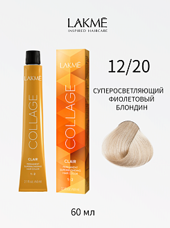 Краска для волос Lakme Collage new 12/20, суперосветляющий фиолетовый, 60 мл